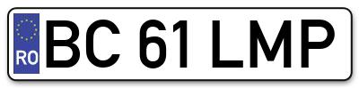 Placuta inmatriculare numar auto  BC-61-LMP, BC 61 LMP, BC61LMP
