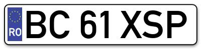 Placuta inmatriculare numar auto  BC-61-XSP, BC 61 XSP, BC61XSP