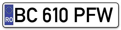 Placuta inmatriculare numar auto  BC-610-PFW, BC 610 PFW, BC610PFW