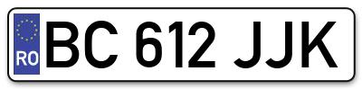 Placuta inmatriculare numar auto  BC-612-JJK, BC 612 JJK, BC612JJK