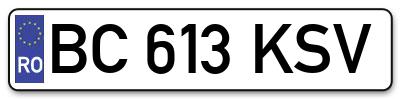 Placuta inmatriculare numar auto  BC-613-KSV, BC 613 KSV, BC613KSV