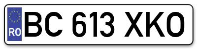 Placuta inmatriculare numar auto  BC-613-XKO, BC 613 XKO, BC613XKO