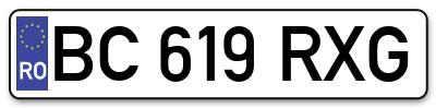 Placuta inmatriculare numar auto  BC-619-RXG, BC 619 RXG, BC619RXG