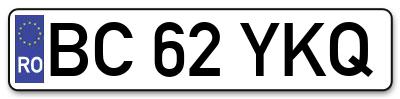 Placuta inmatriculare numar auto  BC-62-YKQ, BC 62 YKQ, BC62YKQ