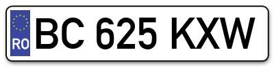 Placuta inmatriculare numar auto  BC-625-KXW, BC 625 KXW, BC625KXW