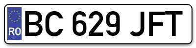 Placuta inmatriculare numar auto  BC-629-JFT, BC 629 JFT, BC629JFT