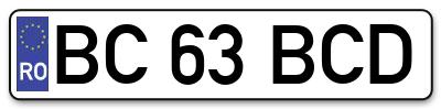 Placuta inmatriculare numar auto  BC-63-BCD, BC 63 BCD, BC63BCD