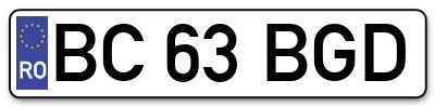 Placuta inmatriculare numar auto  BC-63-BGD, BC 63 BGD, BC63BGD