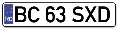 Placuta inmatriculare numar auto  BC-63-SXD, BC 63 SXD, BC63SXD