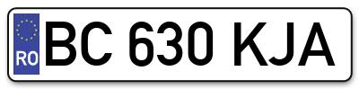 Placuta inmatriculare numar auto  BC-630-KJA, BC 630 KJA, BC630KJA
