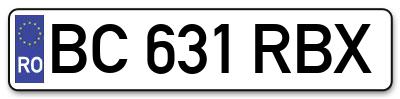 Placuta inmatriculare numar auto  BC-631-RBX, BC 631 RBX, BC631RBX