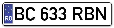 Placuta inmatriculare numar auto  BC-633-RBN, BC 633 RBN, BC633RBN