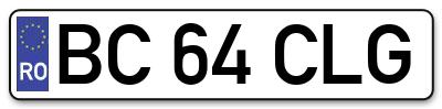 Placuta inmatriculare numar auto  BC-64-CLG, BC 64 CLG, BC64CLG