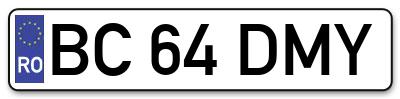 Placuta inmatriculare numar auto  BC-64-DMY, BC 64 DMY, BC64DMY