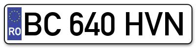 Placuta inmatriculare numar auto  BC-640-HVN, BC 640 HVN, BC640HVN