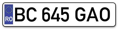 Placuta inmatriculare numar auto  BC-645-GAO, BC 645 GAO, BC645GAO