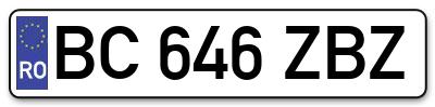 Placuta inmatriculare numar auto  BC-646-ZBZ, BC 646 ZBZ, BC646ZBZ