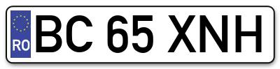 Placuta inmatriculare numar auto  BC-65-XNH, BC 65 XNH, BC65XNH