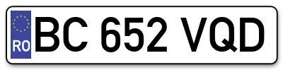 Placuta inmatriculare numar auto  BC-652-VQD, BC 652 VQD, BC652VQD