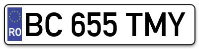 Placuta inmatriculare numar auto  BC-655-TMY, BC 655 TMY, BC655TMY