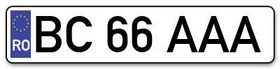 Placuta inmatriculare numar auto  BC-66-AAA, BC 66 AAA, BC66AAA