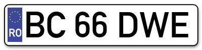Placuta inmatriculare numar auto  BC-66-DWE, BC 66 DWE, BC66DWE