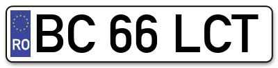 Placuta inmatriculare numar auto  BC-66-LCT, BC 66 LCT, BC66LCT