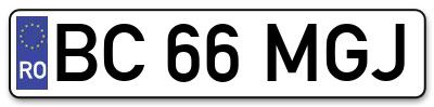 Placuta inmatriculare numar auto  BC-66-MGJ, BC 66 MGJ, BC66MGJ