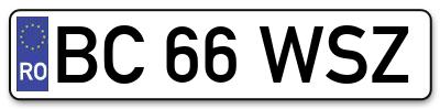 Placuta inmatriculare numar auto  BC-66-WSZ, BC 66 WSZ, BC66WSZ