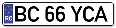 Placuta inmatriculare numar auto  BC-66-YCA, BC 66 YCA, BC66YCA