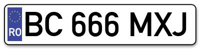 Placuta inmatriculare numar auto  BC-666-MXJ, BC 666 MXJ, BC666MXJ