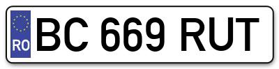 Placuta inmatriculare numar auto  BC-669-RUT, BC 669 RUT, BC669RUT