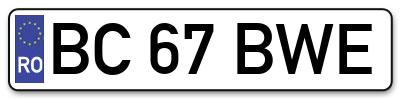 Placuta inmatriculare numar auto  BC-67-BWE, BC 67 BWE, BC67BWE