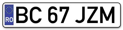Placuta inmatriculare numar auto  BC-67-JZM, BC 67 JZM, BC67JZM