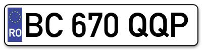Placuta inmatriculare numar auto  BC-670-QQP, BC 670 QQP, BC670QQP