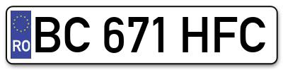 Placuta inmatriculare numar auto  BC-671-HFC, BC 671 HFC, BC671HFC