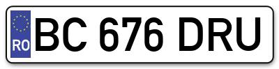 Placuta inmatriculare numar auto  BC-676-DRU, BC 676 DRU, BC676DRU