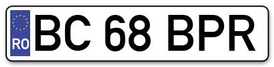 Placuta inmatriculare numar auto  BC-68-BPR, BC 68 BPR, BC68BPR