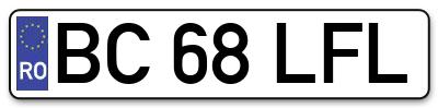 Placuta inmatriculare numar auto  BC-68-LFL, BC 68 LFL, BC68LFL