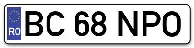 Placuta inmatriculare numar auto  BC-68-NPO, BC 68 NPO, BC68NPO