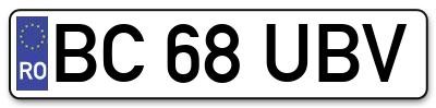Placuta inmatriculare numar auto  BC-68-UBV, BC 68 UBV, BC68UBV
