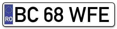 Placuta inmatriculare numar auto  BC-68-WFE, BC 68 WFE, BC68WFE