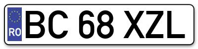 Placuta inmatriculare numar auto  BC-68-XZL, BC 68 XZL, BC68XZL