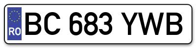 Placuta inmatriculare numar auto  BC-683-YWB, BC 683 YWB, BC683YWB