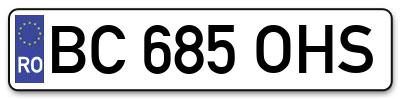 Placuta inmatriculare numar auto  BC-685-OHS, BC 685 OHS, BC685OHS