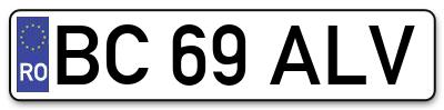Placuta inmatriculare numar auto  BC-69-ALV, BC 69 ALV, BC69ALV