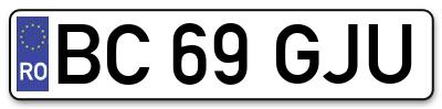 Placuta inmatriculare numar auto  BC-69-GJU, BC 69 GJU, BC69GJU