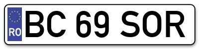 Placuta inmatriculare numar auto  BC-69-SOR, BC 69 SOR, BC69SOR