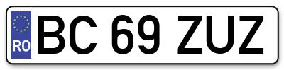 Placuta inmatriculare numar auto  BC-69-ZUZ, BC 69 ZUZ, BC69ZUZ