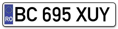 Placuta inmatriculare numar auto  BC-695-XUY, BC 695 XUY, BC695XUY